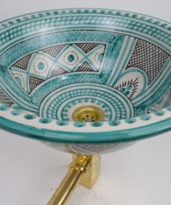Ceramic Handmade Table Top vessel Sink Hand Painted Moroccan Washbasin for Bathroom