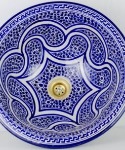 Pottery Handmade Vessel Sink Painted Moroccan Washbasin for Bathroom and guest bathroom