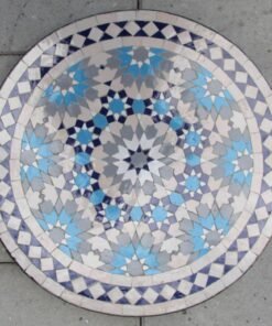 Moroccan Handmade Round Blue & White craft Mosaic Patio Tiles Table