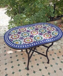 CUSTOMIZABLE Oval Mosaic Table - Crafts Mosaic Table - Mosaic Table Art - Mid Century Zellije Table - Handmade - GIFT