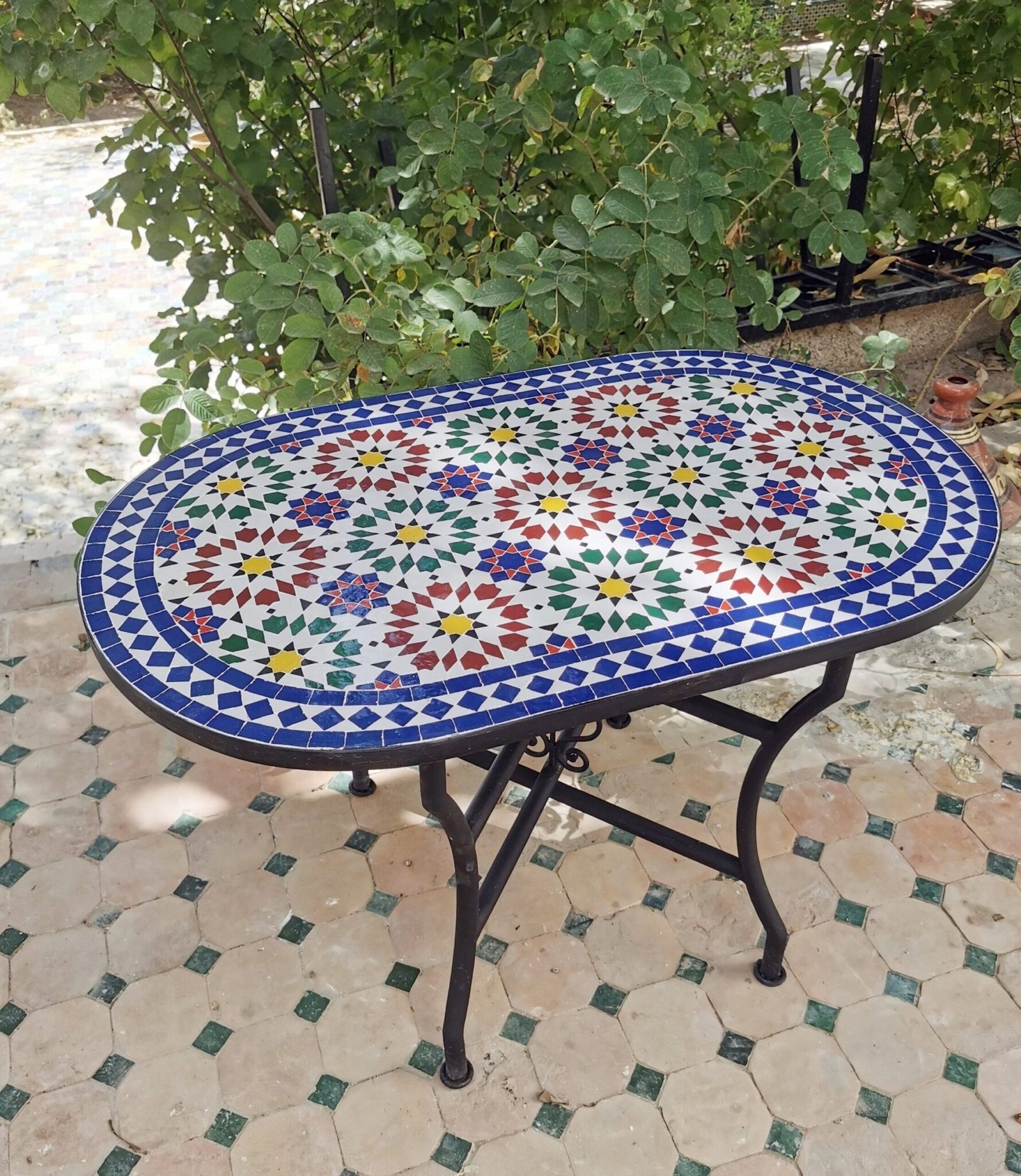 CUSTOMIZABLE Oval Mosaic Table - Crafts Mosaic Table - Mosaic Table Art - Mid Century Zellije Table - Handmade - GIFT