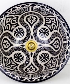 Pottery Handmade Vessel Sink Painted Moroccan Washbasin for Bathroom and guest bathroom
