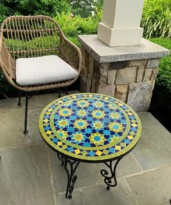 Garden Patio Handmade Outdoor Decor Table - CUSTOM Mid Century Table- Farmhouse Handmade Colorful Artwork