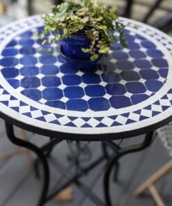 Moroccan handcrafts Blue and White Garden Round Mosaic Outdoor and Indoor Table