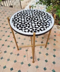 CUSTOMIZABLE Mosaic Table - Crafts Mosaic Table - Black and White Mid Century Mosaic Table