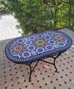 CUSTOMIZABLE Oval Mosaic Table - Crafts Mosaic Table - Mosaic Table Art - Mid Century Zellije Table