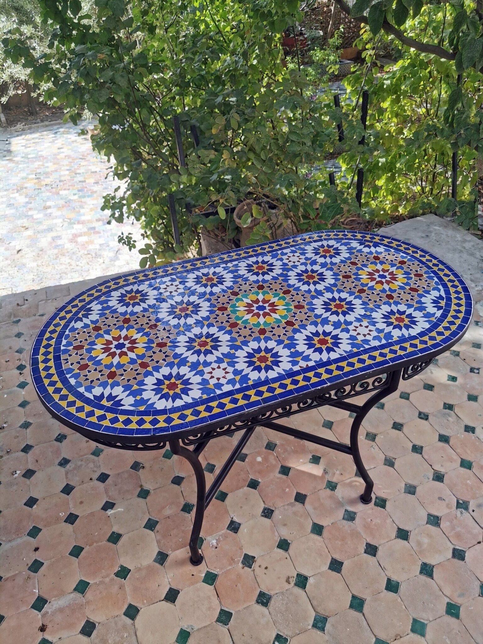 CUSTOMIZABLE Oval Mosaic Table - Crafts Mosaic Table - Mosaic Table Art - Mid Century Zellije Table
