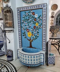 HUGE Garden Patio Rustic Outdoor Wall Water Fountain - Mosaic Artwork - Handmade Wall Fixable Fountain