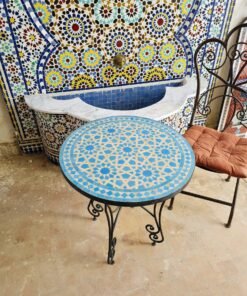 Handmade Outdoor Coffee Table - Complicated Mosaic Pattern Turquoise Table - Bistro Table GIFT