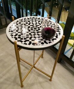 CUSTOMIZABLE Mosaic Table - Crafts Mosaic Table - Black and White Mid Century Mosaic Table
