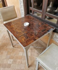 CUSTOMIZABLE Brown Zellije Mosaic SQUARE Table - Mosaic Table Art - Mid Century Table Style - Handmade Dining Table