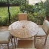 CUSTOMIZABLE Off White, Biege Handmade Mosaic Table - Mosaic Art - Outdoor Dining Mosaic Zellije Table