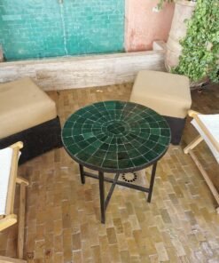CUSTOMIZABLE Emerald Green Mosaic Table - Mosaic Table Art - Mid Century Mosaic Table