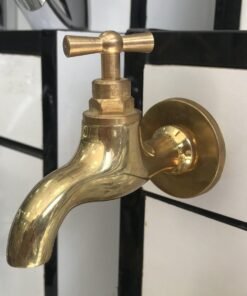 Small Wall Faucet Spigot Water Tap,Antique Unlacquered Solid Brass Tap,Handcrafted Garden single handle cold water faucet , outdoor faucet