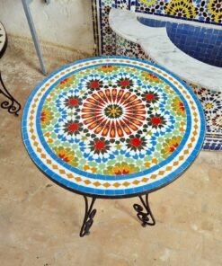 Mid Century Modern Patio Table - Custom Made Zellige Table - Round Outdoor Table