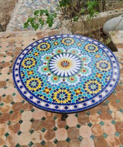 Handmade Outdoor Coffee Table - Complicated Mosaic Pattern Table - Bistro Mosaic Table - Zellige Mosaic Table - Handmade Mosaic Art