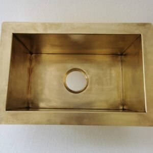 18" x 12" x 8" Unvarnished Undermount Brass Sink - Unlaquered Brushed Brass Kitchen Sink - Bar Kitchen Sink - Mid Century Farmhouse Sink