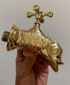 Handcrafted Wall Faucet For Garden, Bathroom Wall tap, Outdoor sink Faucet, Unlacquered Brass Fish Shaped Faucet, Wall Mounted Faucet