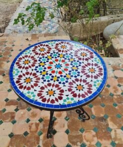 Handmade Outdoor Coffee Table - Complicated Mosaic Pattern Table - Bistro Mosaic Table - Zellige Mosaic Table - Handmade Mosaic Art
