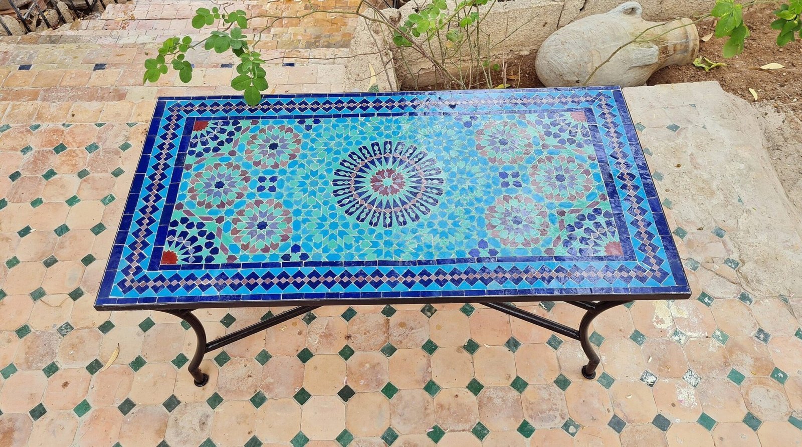 Custom Rectangular Mosaic Table - Crafts Zellige Mosaic Table - Table Art - Mid Century Zellije Table - Handmade - GIFT