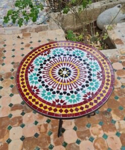Handmade Outdoor Coffee Table - Complicated Mosaic Pattern Table - Bistro Mosaic Table - Zellige Mosaic Table - Handmade Mosaic Art