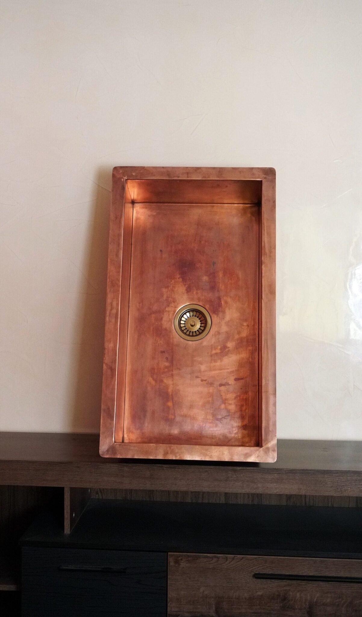 Custom Made 16" x 24" x 11" Under mount Copper Sink With Copper Drain
