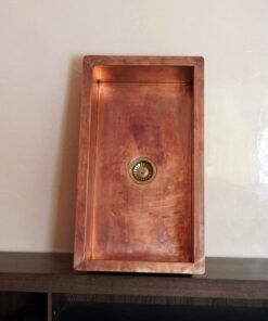 Custom Made 12" x 14" x 8" Under mount Copper Sink With Copper Drain
