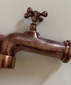 Copper Bathroom Sink Faucet, Handcrafted Wall Faucet with Single Handle,Vanity Sink Wall Faucet, Copper Kitchen Faucet, Outdoor Wall Tap
