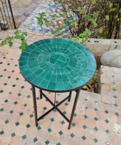 Custom Made Emerald Green Zellige Color Table - Outdoor Zellije Table