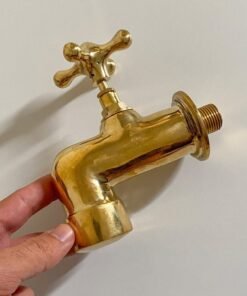 Handcrafted Brass Sink Faucet, Wall Faucet with Single Handle, Vanity Sink Wall Faucet For Bathroom, Brass Faucet For Kitchen, Outdoor Tap