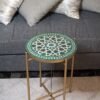 Green And Beige Mosaic Table - Custom Your Height and Colors - Mid Century Modern Patio Table