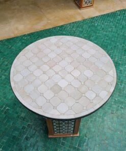 Natural White Zellige Color Table TOP - Mid Century Modern - Outdoor Zellije Table