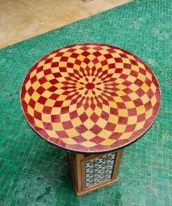 Red & Yellow Zellige Color Table TOP - Mid Century Modern - Outdoor Zellije Table