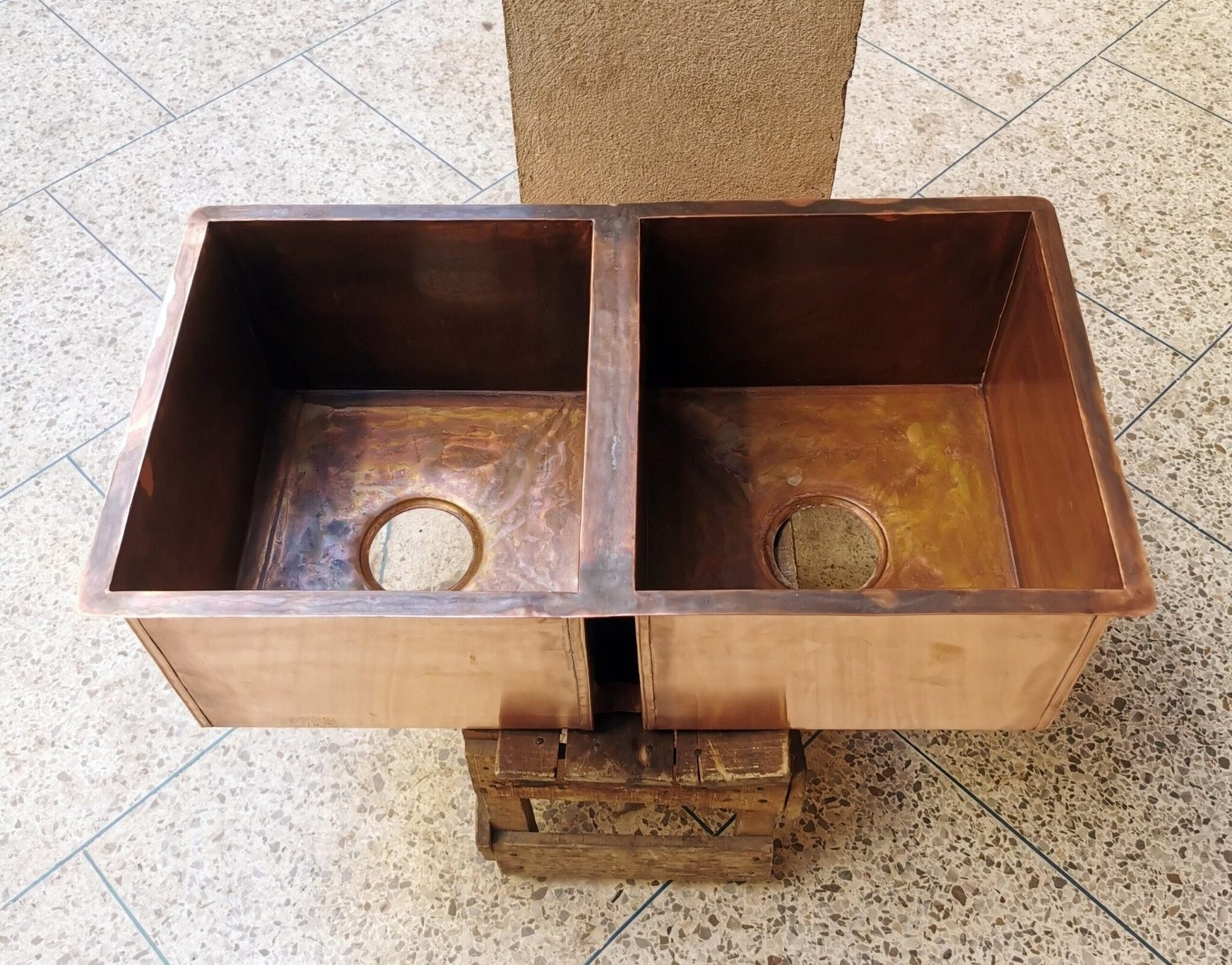 33" Oil Rubbed Bronze Finish Smooth 5050 Double Basin Copper Kitchen Sink - Copper Undermount Kitchen Sink 33" x 19" x 9"