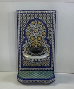 Water Fountain Outdoor Garden Decor - Mosaic Fountain Art - Moroccan Fountain - Mid Century Indoor Fountain