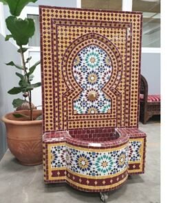 Indoor water Fountain Mosaic Moroccan , Tile Fountain ,Wall mosaic fountain