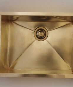 Custom Made Brushed Brass 28" x 19" x 10" Overall, + Brushed Brass Drain Basket