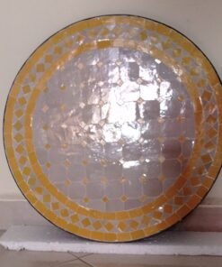 Handmade Moroccan Round Patio Bistro Table with Mosaic Tiles For Outdoor and Indoor