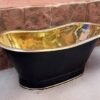 Freestanding Bathtub With Black Exterior, Brass Straight Base Bathtub, Outdoor Soaking Tub, Stand Alone Bathtubs, brass bathtub