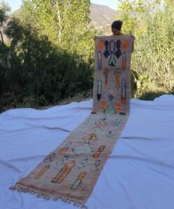 LAKHMA Runner | 12'1x2'3 Ft | 3,70x0,69 m | Moroccan Colorful Rug | 100% wool handmade