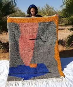 MINAWRA | 5'9x4'3 Ft | 180x130 cm | Moroccan Colorful Rug | 100% wool handmade