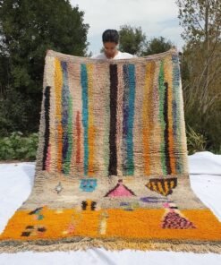 MKACHRAD | 8x5 Ft | 2,5x1,5 m | Moroccan Colorful Rug | 100% wool handmade