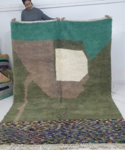 Moroccan Beni Ourain Green Rug | LWAYA | 9'9" x 6'8" Ft | 3x2 m | 100% wool handmade