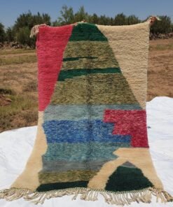 Moroccan Beni rug Ultra Soft & Thick | 8x5 Ft | 2,43x1,52 m | BRIA | Moroccan Colorful Beni Mrirt Rug | 100% wool handmade