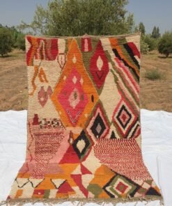 Moroccan Rug Boujaad Colorful Bedroom carpet | 8'8x5'6 Ft | 267x170 cm | ARHNI | 100% wool handmade