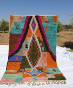 Moroccan Rug Boujaad Colorful Living room carpet | 9'7x6'3 Ft | 296x192 cm | GHAYAN | 100% wool handmade