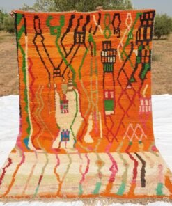 Moroccan Rug Boujaad Orange Living room carpet | 9'8x6'6 Ft | 3x2 m | BAKCHA | 100% wool handmade