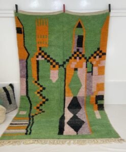 Moroccan Rug Green Boujaad | 9'6x6 Ft | 2,94x1,81 m | RABIA | 100% wool handmade