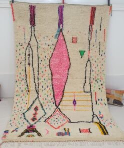 Moroccan White Azilal Rug | MOLINA | 9'6x6' Ft | 2,94x1,83 m | 100% wool handmade