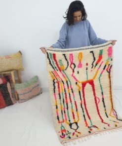 Moroccan White Rug Azilal | BEDYA | 4'4x3'3 Ft | 1,35x1 m | 100% wool handmade